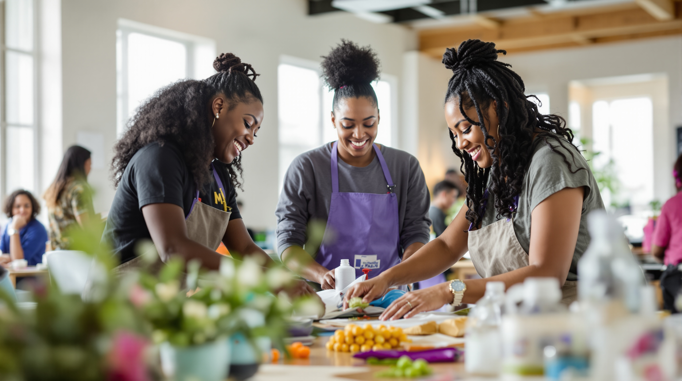 Community volunteers working together